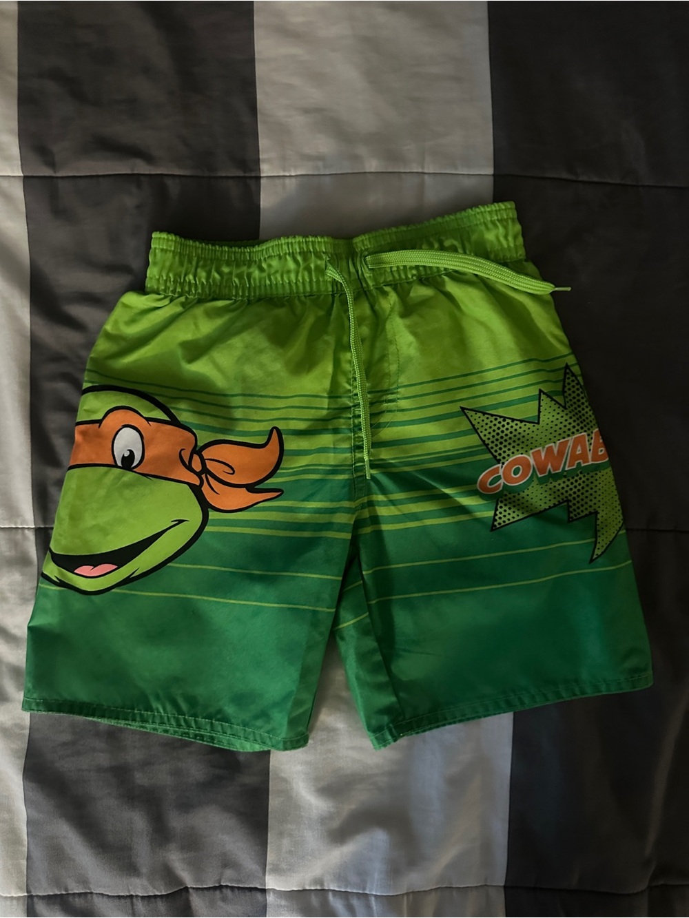 Nickelodeon Green Ninja Turtle Swim Shorts with Orange Accent